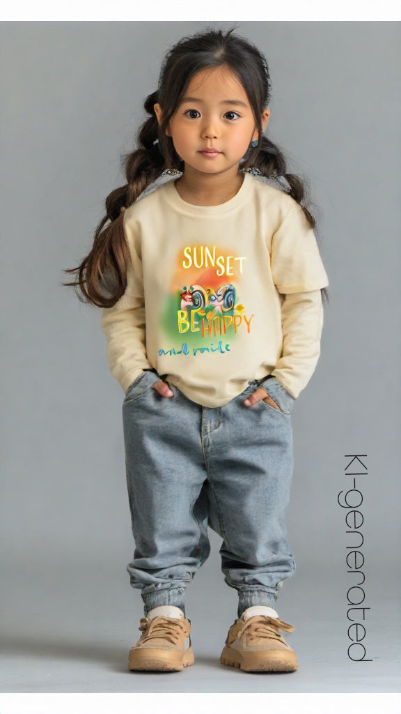 SUNSET - BE HAPPY and smile - Premium Organic Shirt Kids (Bio-Baumwolle)