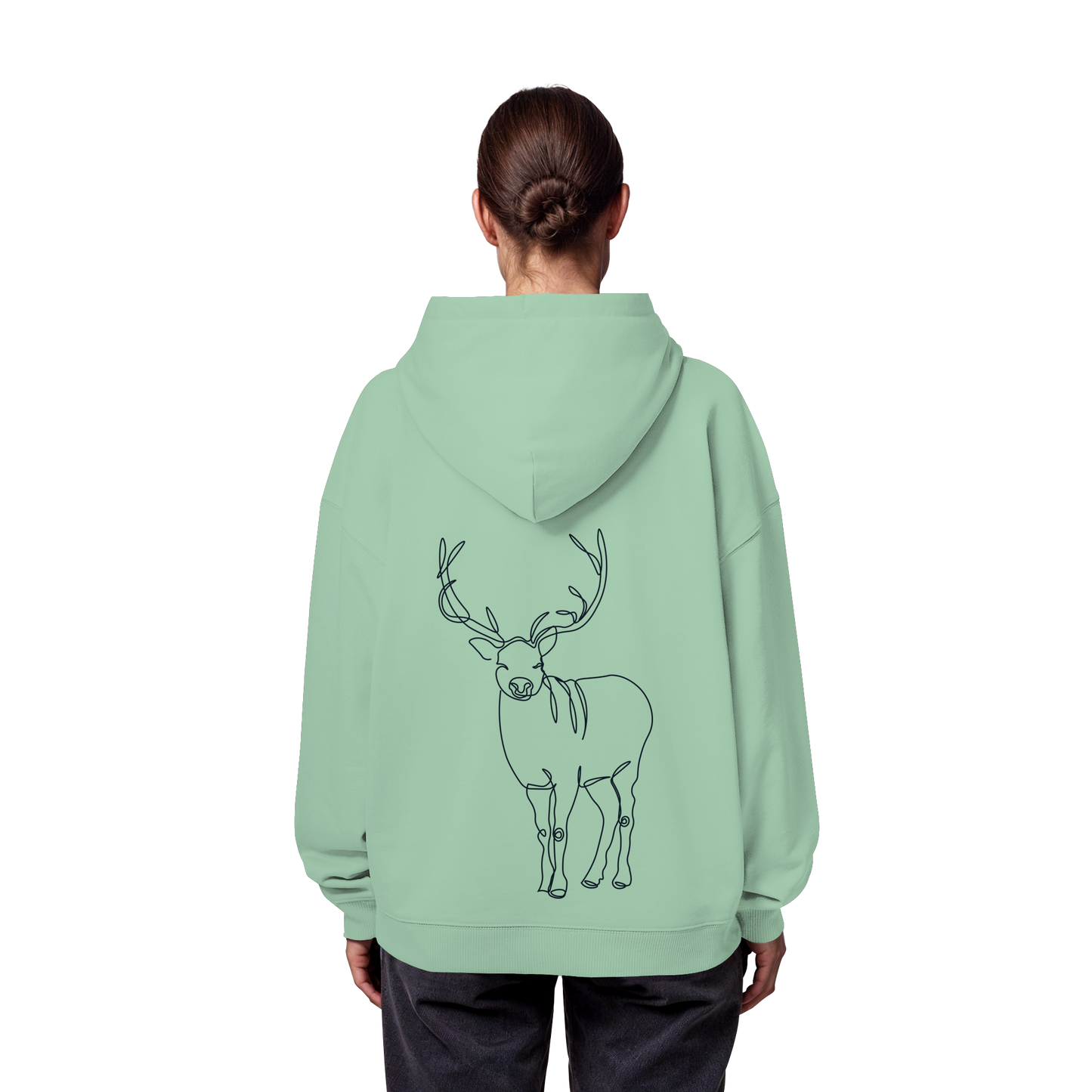 BACKSIDEPRINT Hirsch-Oneline-Artwork  - Organic Oversize Hoodie