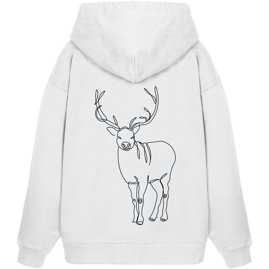 BACKSIDEPRINT Hirsch-Oneline-Artwork  - Organic Oversize Hoodie