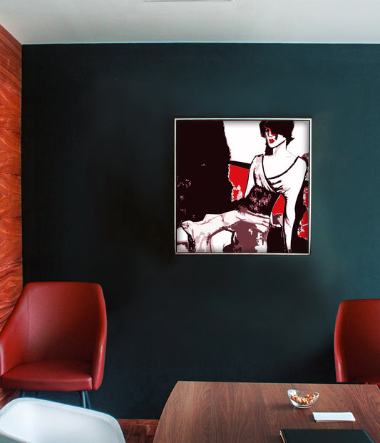 Frau am Fenster - Poster 50x50